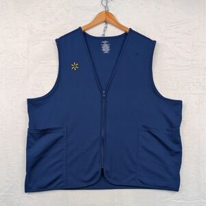 Walmart Happy To Help Associate Vest Unisex 3XL Blue Zip Front Uniform Modern